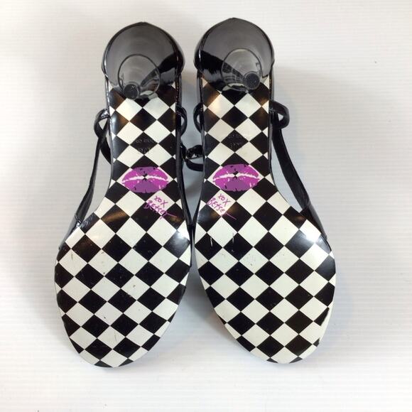 Betsey Johnson Fayruz Open Toe Black Patent Leather Lucite Heels Women's 9M - Picture 9 of 9